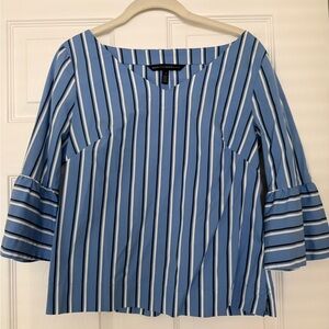 White House Black Market Blue and White Striped Blouse